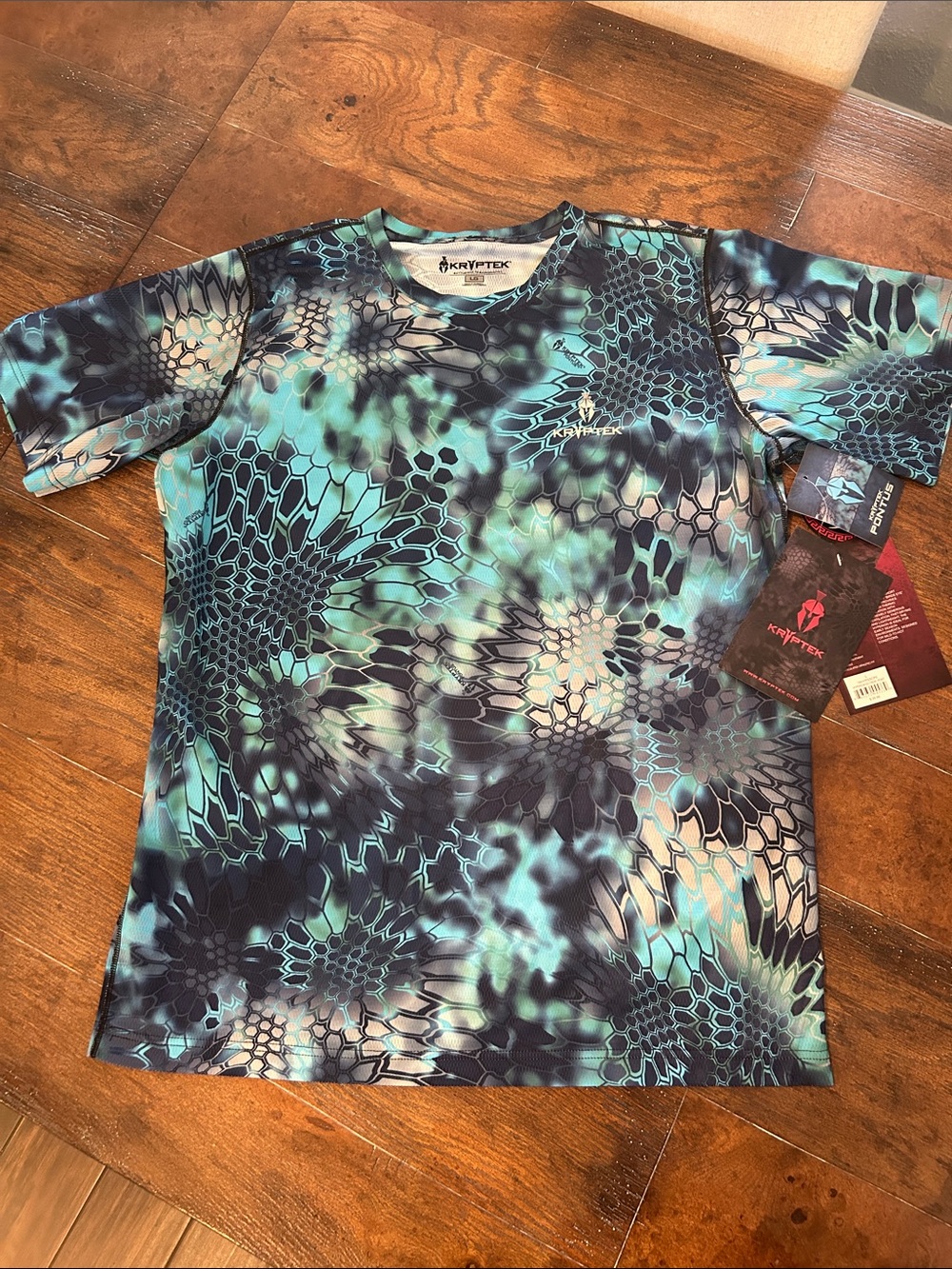 Kryptek Men's Hyperion "Bird's Eye" Short Sleeve Crew Shirt Blue Gray Large